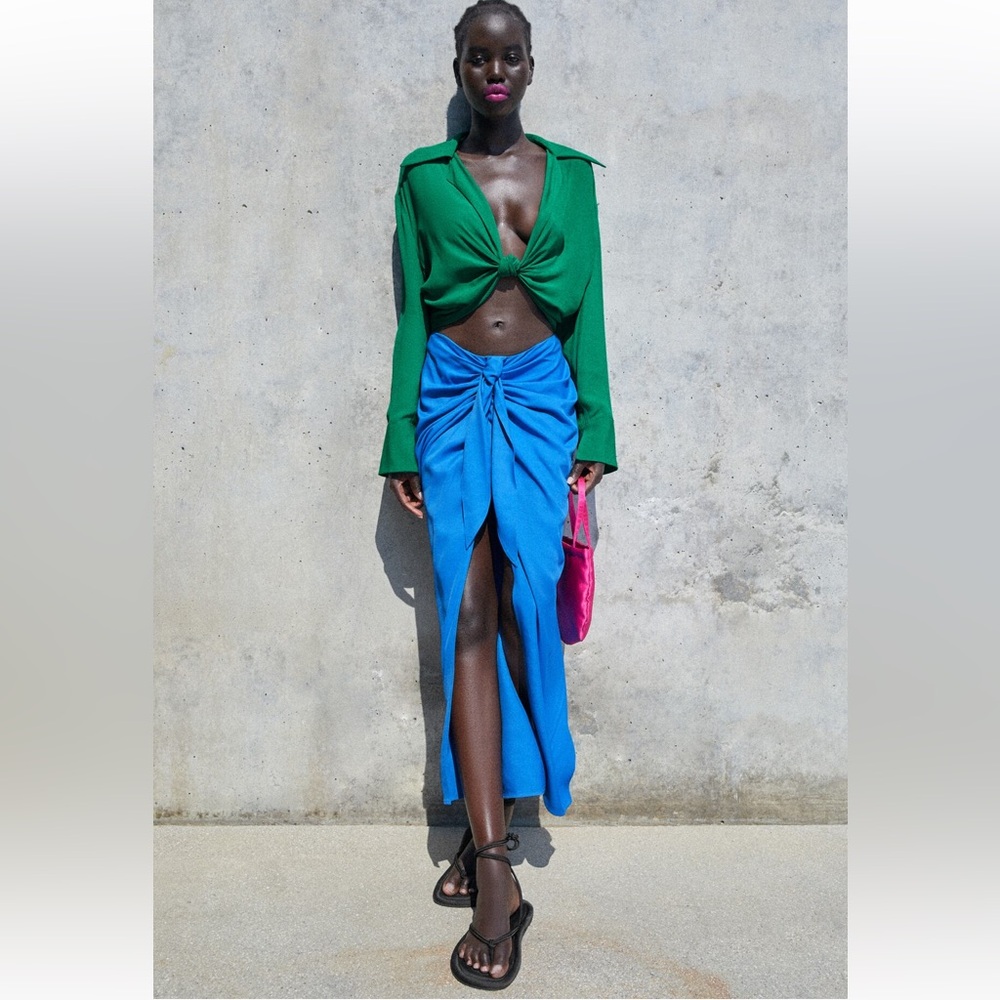 Zara Elegant Blue Maxi Skirt